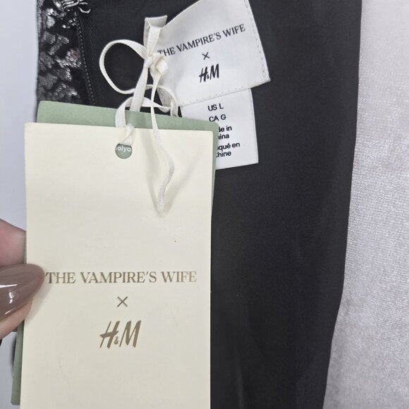 VAMPIRE'S WIFE X H&M "Mystique" Lace Mini Dress Black Silver Size Large NWT - Picture 8 of 9